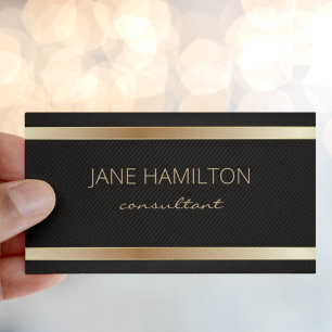 Carte De Visite Élégant Chic Or Minimaliste Noir