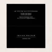 Carte De Visite Élégant Chic Plain Unique Spécial Noir & Blanc (Extérieur déplié)