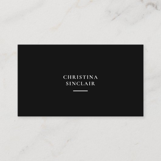 Carte De Visite Élégant Chic Professionnel des Affaires Noir (Devant)