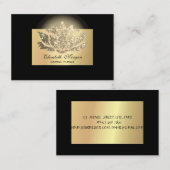 Carte De Visite Élégant Chic Professionnel, Lotus Or, Noir (Devant / Derrière)