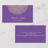 Carte De Visite Élégant Chic Professionnel, Violet, Points Dorés (Devant / Derrière)