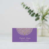 Carte De Visite Élégant Chic Professionnel, Violet, Points Dorés (Debout devant)