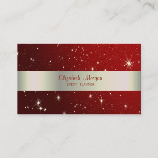 Carte De Visite Élégant Chic, Rayé, Rouge (Devant)