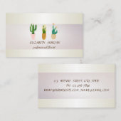 Carte De Visite Élégant chic rayure cactus succulente plantée (Devant / Derrière)