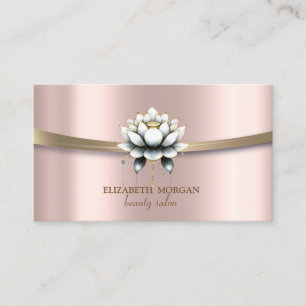 Carte De Visite Élégant, Chic, Rayure Simple Lotus Blanc