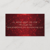 Carte De Visite Elégant Chic Red Parties scintillant Bokeh Gold Co (Dos)