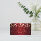 Carte De Visite Elégant Chic Red Parties scintillant Bokeh Gold Co (Debout devant)