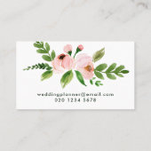 Carte De Visite Elégant chic rose aquarelle floral (Dos)