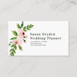 Carte De Visite Elégant chic rose aquarelle floral