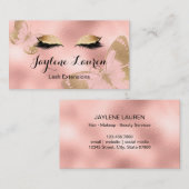 Carte De Visite Élégant Chic Rose Gold Butterfly Lashes (Devant / Derrière)