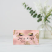 Carte De Visite Élégant Chic Rose Gold Butterfly Lashes (Debout devant)
