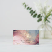 Carte De Visite Elégant Chic Rose Parties scintillant or Aquarelle (Debout devant)