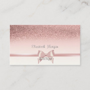 Carte De Visite Élégant Chic  Ruban à nœud rose, Bokeh pailleté