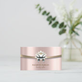 Carte De Visite Élégant, Chic, Simple Bande Blanche Lotus (Debout devant)