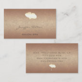 Carte De Visite Élégant chic simple feuille de ginko or rose (Devant / Derrière)