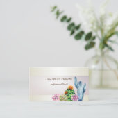 Carte De Visite Elégant Chic Stripe Cactus Succulent (Debout devant)