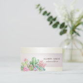 Carte De Visite Elégant Chic Stripe Cactus Succulents (Debout devant)