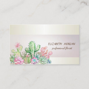 Carte De Visite Elégant Chic Stripe Cactus Succulents