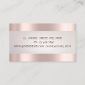 Carte De Visite Elégant Chic Stripe Cactus Succulents Or Rose (Dos)