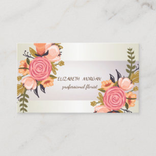 Carte De Visite Elegant Chic Stripe, Floral