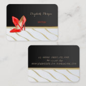 Carte De Visite Élégant Chic Stylish, Noir, Talons rouges (Devant / Derrière)