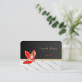 Carte De Visite Élégant Chic Stylish, Noir, Talons rouges (Debout devant)