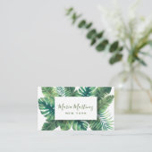 Carte De Visite Élégant Chic Tropical Feuilles verts (Debout devant)
