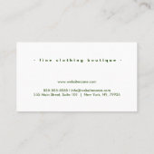 Carte De Visite Élégant Chic Tropical Feuilles verts (Dos)