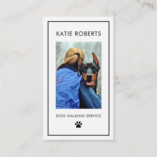 Carte De Visite Élégant chien marchant animal de compagnie Sitter (Devant)