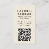 Carte De Visite Elegant Chocolate Embossed Texture Look QR Code (Dos)