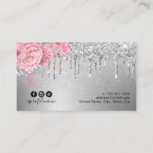 Carte De Visite Elégant cils modernes rose floral argent (Dos)
