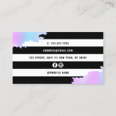 Carte De Visite Elégant ciseaux bleu & violet coiffeuse (Dos)