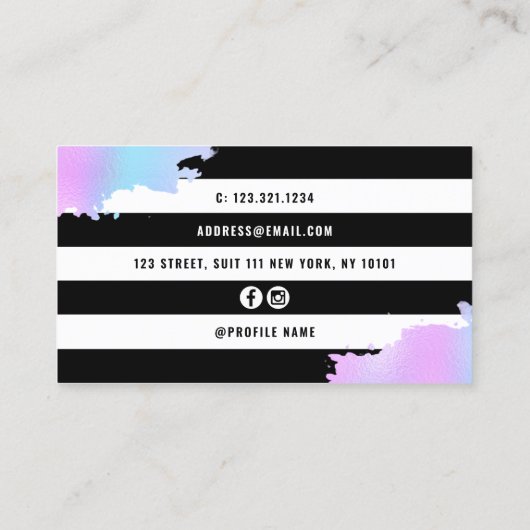 Carte De Visite Elégant ciseaux bleu & violet coiffeuse (Dos)