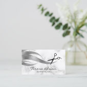 Carte De Visite Elégant ciseaux d'argent moderne élégant coiffeur (Debout devant)