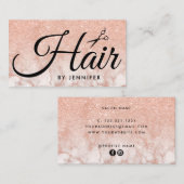 Carte De Visite Elégant ciseaux de marbre d'or rose coiffeur (Devant / Derrière)