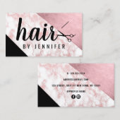 Carte De Visite Elégant ciseaux de marbre d'or rose coiffeur (Devant / Derrière)