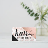 Carte De Visite Elégant ciseaux de marbre d'or rose coiffeur (Debout devant)