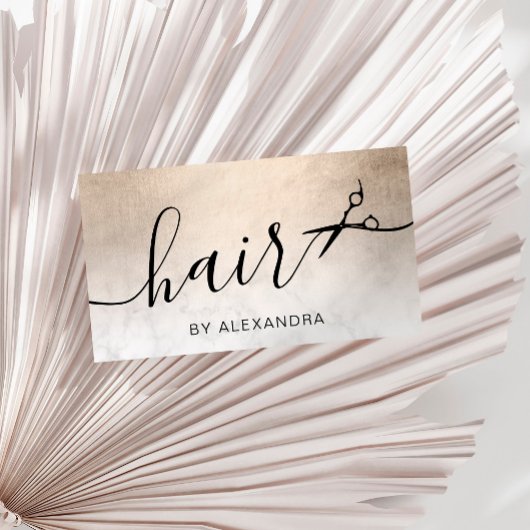 Carte De Visite Elégant ciseaux de marbre doré en cuivre coiffeuse