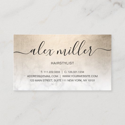 Carte De Visite Elégant ciseaux de marbre doré en cuivre coiffeuse (Dos)