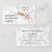 Carte De Visite Elégant ciseaux de marbre doré et coiffeur peigne (Devant / Derrière)