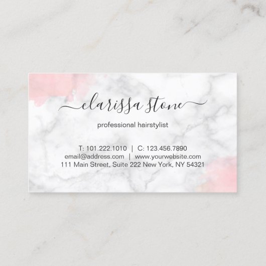 Carte De Visite Elégant ciseaux en marbre et or coiffeuse (Dos)