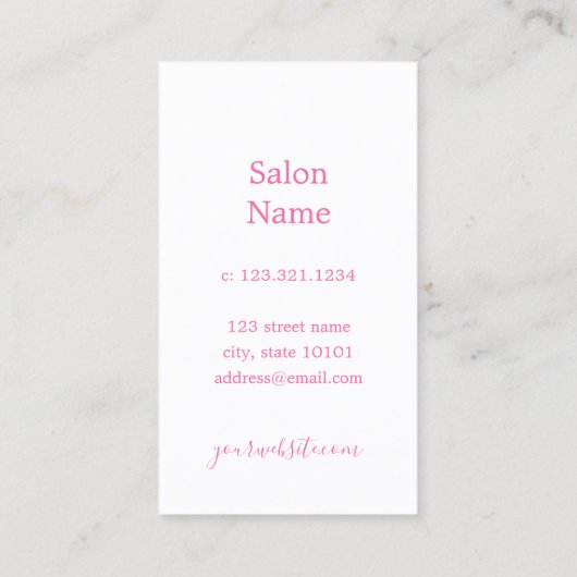 Carte De Visite Elégant ciseaux magenta or minimal coiffeuse (Dos)