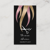 Carte De Visite Elégant ciseaux modernes rose & or coiffeuse (Devant)