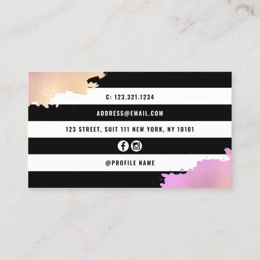 Carte De Visite Elégant ciseaux or & violet coiffeuse (Dos)