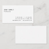 Carte De Visite Élégant clair élégant moderne blanc professionnel (Devant / Derrière)