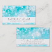 Carte De Visite ELÉGANT CLAIR LONG blanc aqua bleu bokeh (Devant / Derrière)