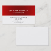 Carte De Visite Élégant clair simple rouge blanc blanc professionn (Devant / Derrière)