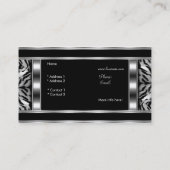 Carte De Visite Élégant Classe Argent Noir Léopard (Dos)
