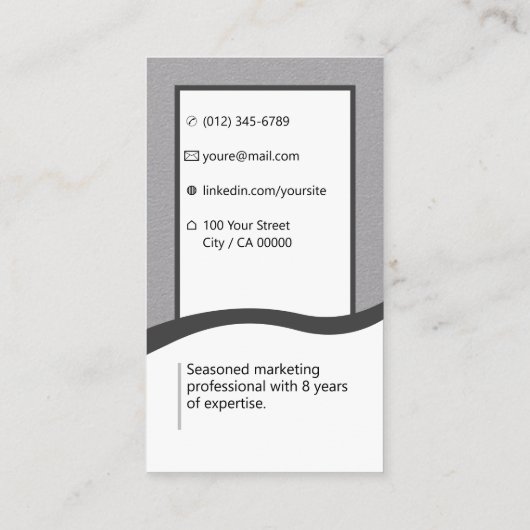 Carte De Visite Élégant Classic Career Rechercher Gray (Dos)