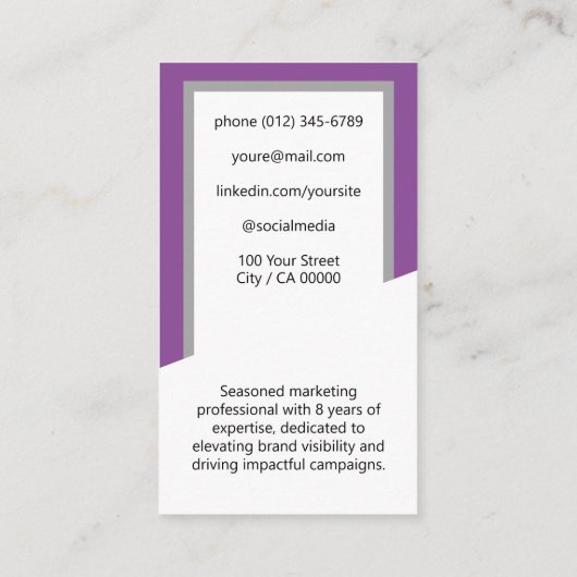 Carte De Visite Elégant Classic Job Chercher Classy Purple Plum (Dos)
